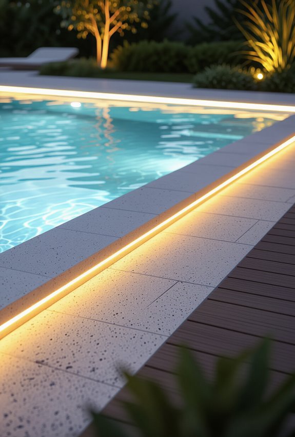 outline pool edges at night