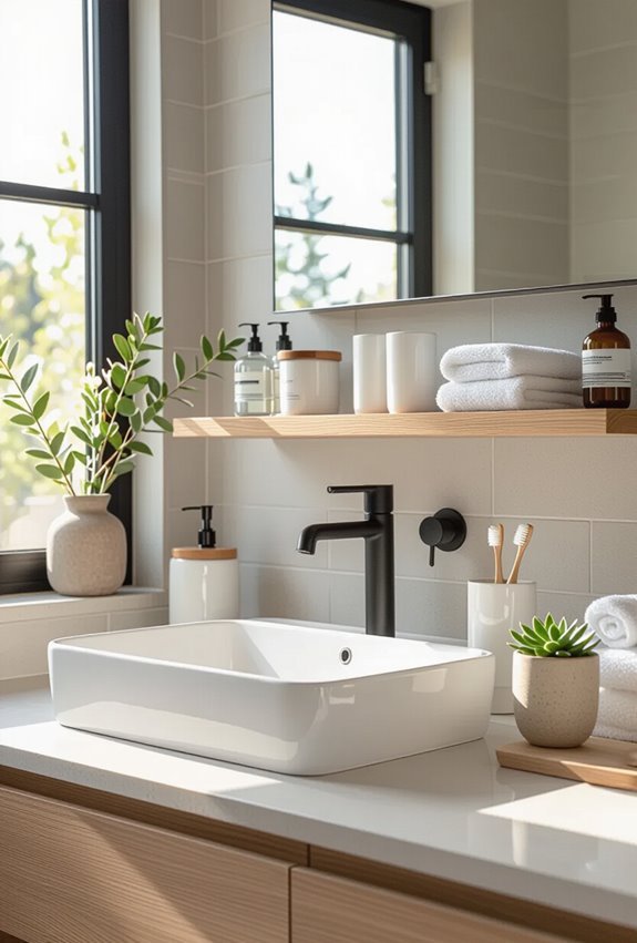 over sink slim mirrored shelf