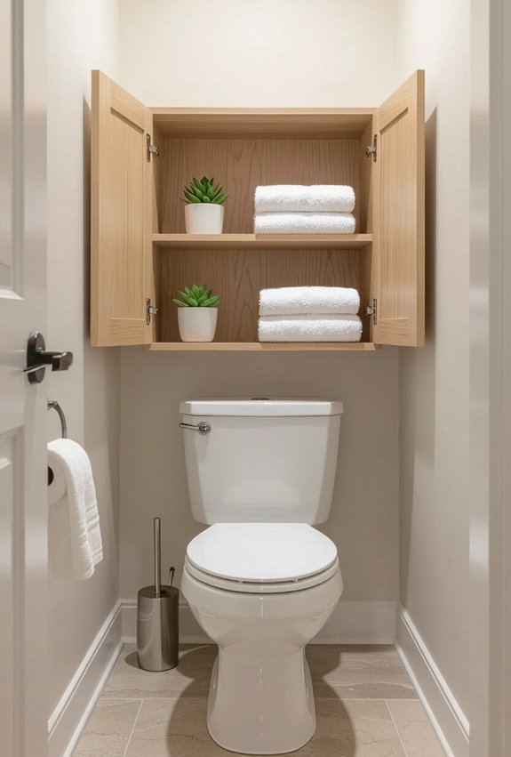 over toilet mirrored vertical storage