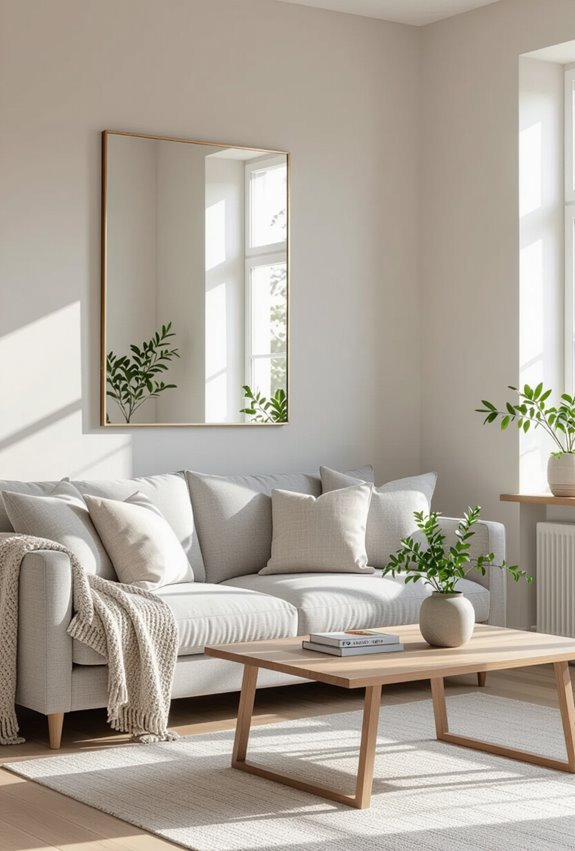 oversized beveled mirrors reflect