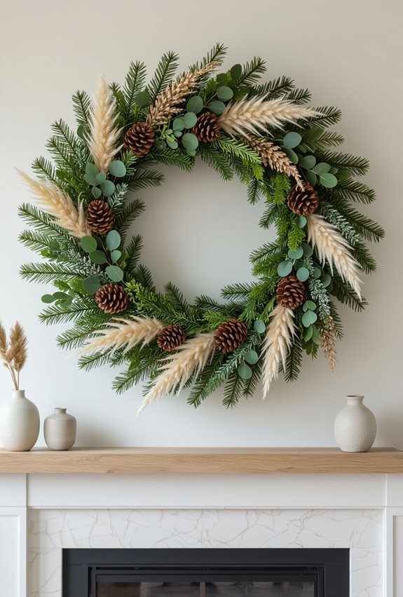 oversized festive textured focal wreath