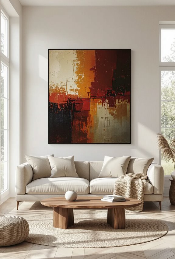 oversized focal art anchors room