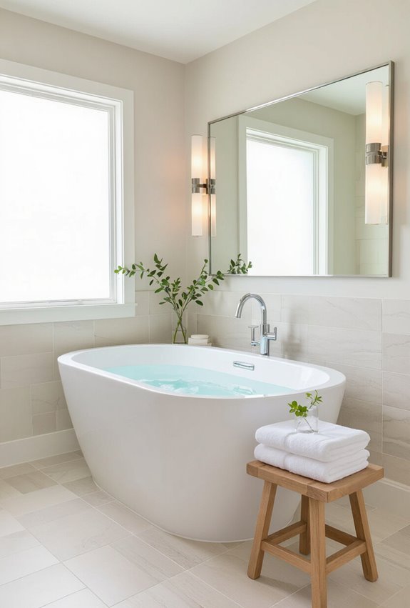 oversized framed mirror expands space