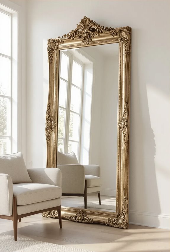 oversized vintage leaning mirrors