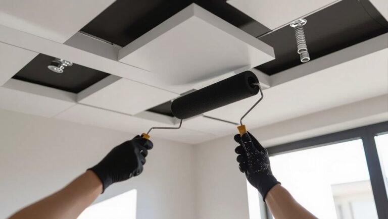 paint ceiling tiles black