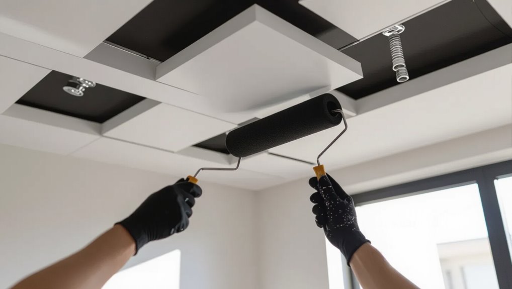 paint ceiling tiles black