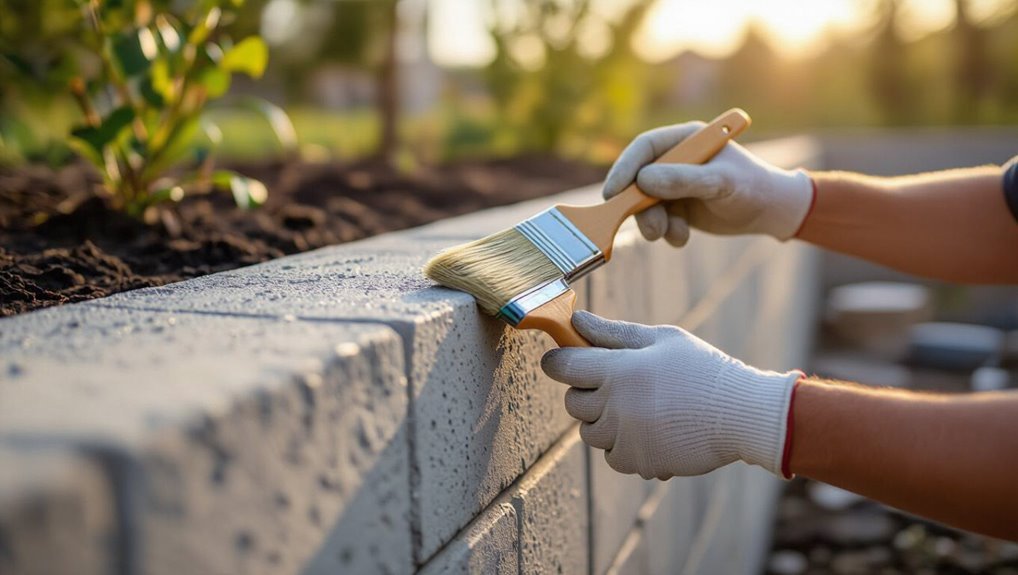 paint concrete retaining walls