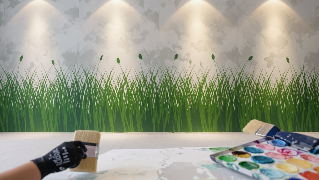 paint realistic grass mural