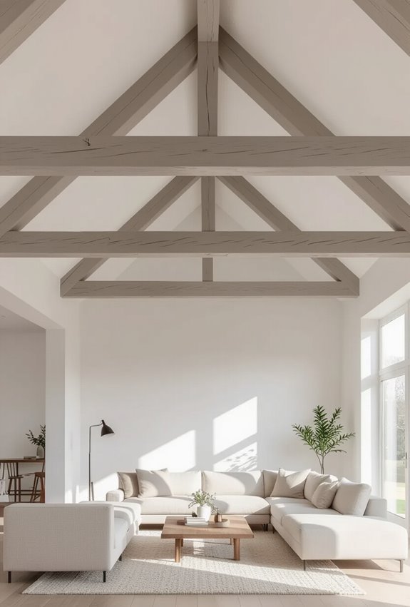 painted beams highlight architecture