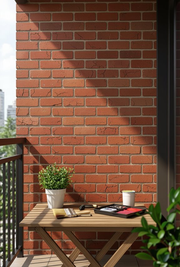 painted rustic terracotta brickwork