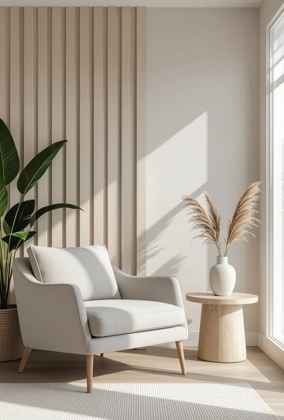 painted slatted accent wall