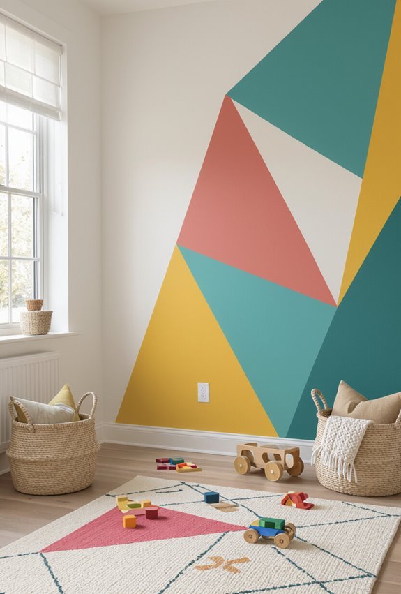 painter s tape geometric wall art