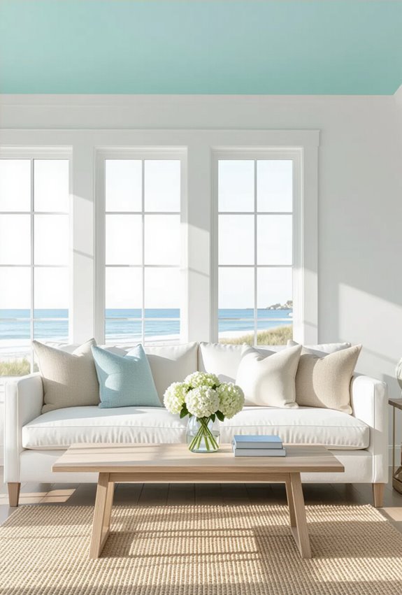 pale aqua coastal ceiling decor