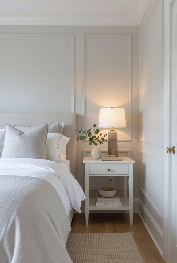 pale grey walls white molding