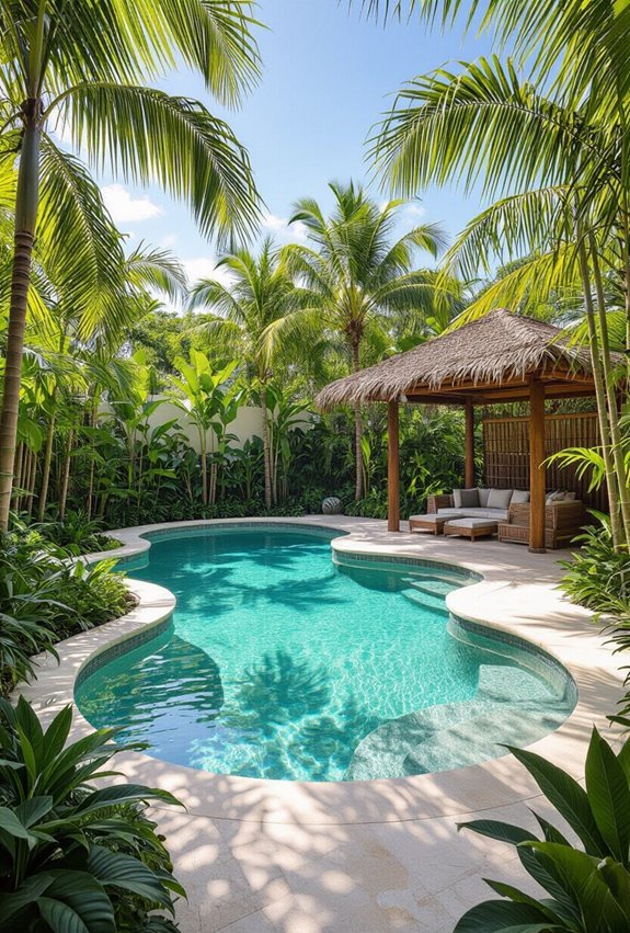 palm canopied bamboo slate decking