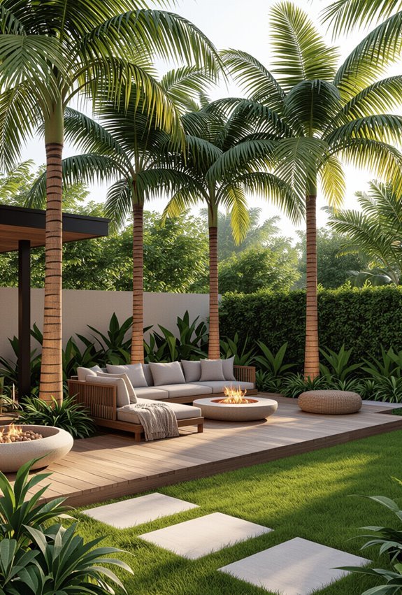 palm shaded tropical backyard oasis