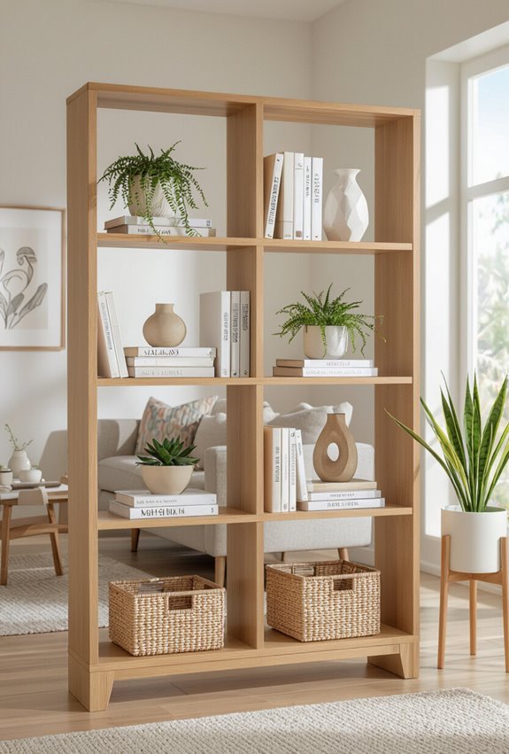 partitioned display shelving with acoustic