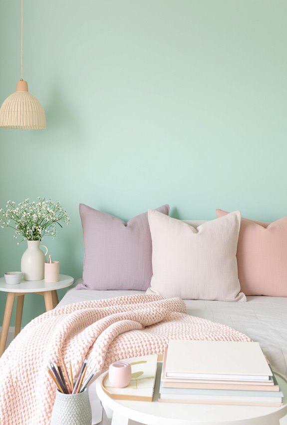 pastel accent wall styling
