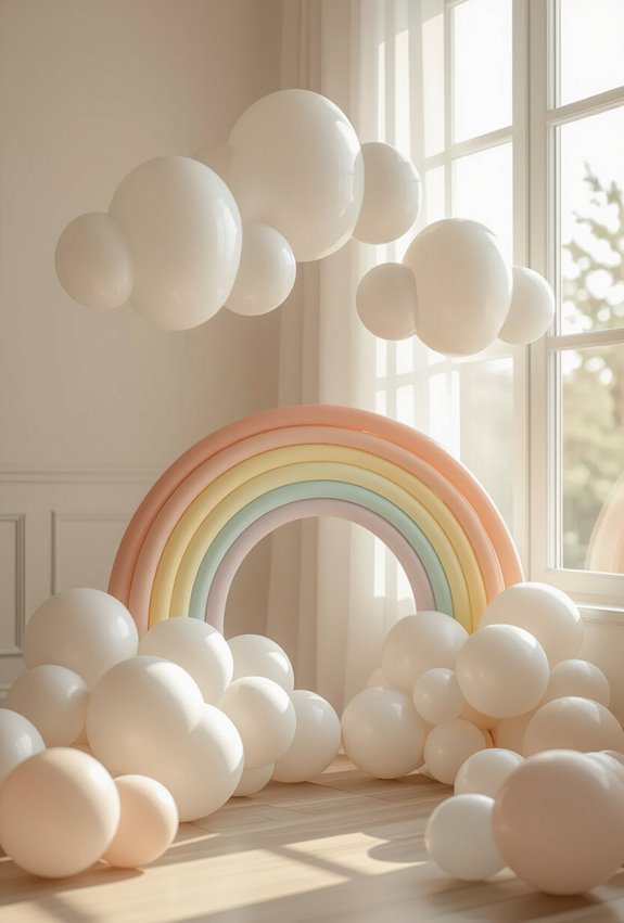 pastel balloon cloud rainbows