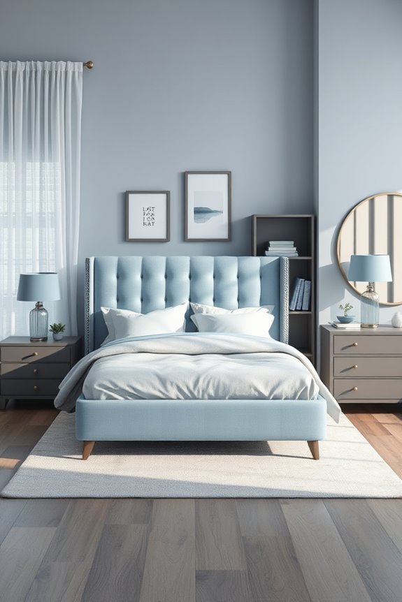 pastel blue deep grey contrast
