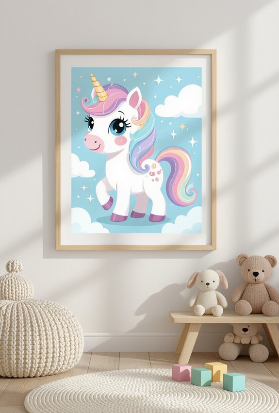 pastel cartoon unicorn nursery
