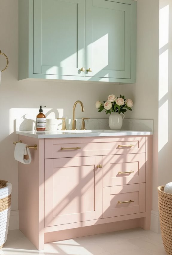 pastel distressed chalk painted cabinets