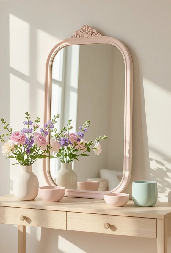 pastel floral mirror accents
