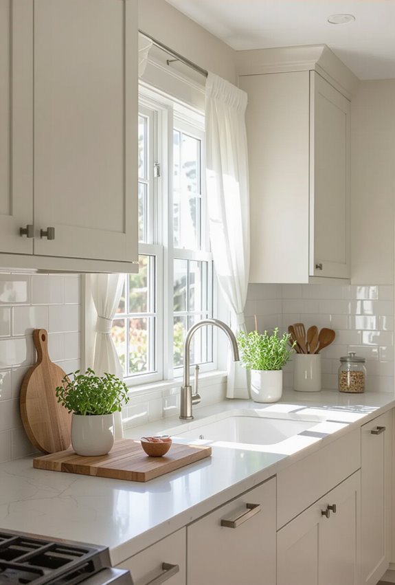 pastel matte cabinetry for spaciousness