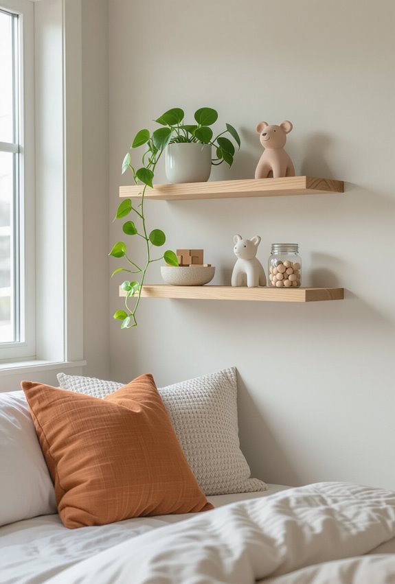 pastel trinket minimalist floating shelves