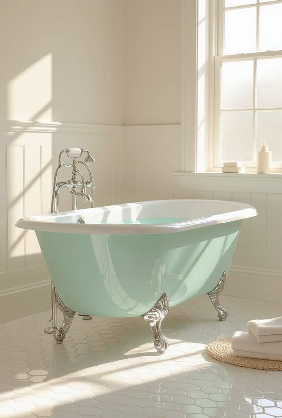 pastel vintage clawfoot bathtub