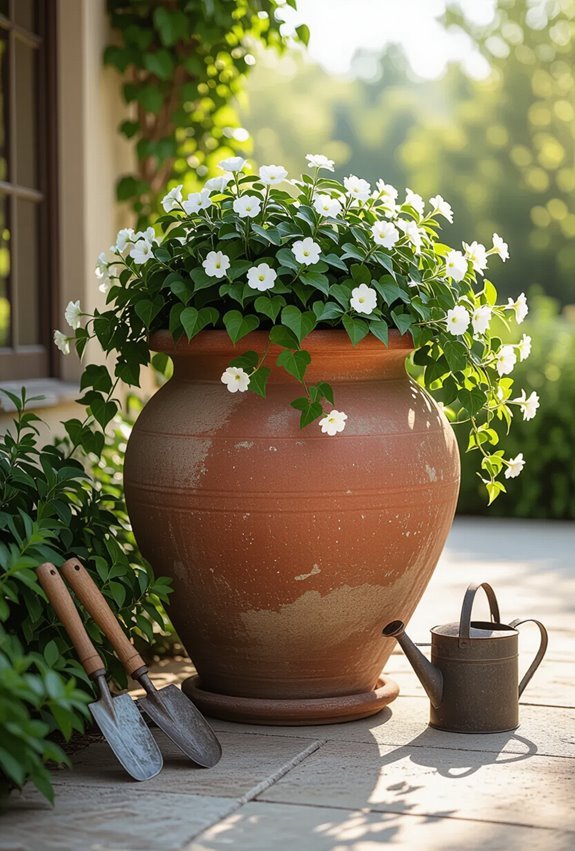 patina clad vintage planter display
