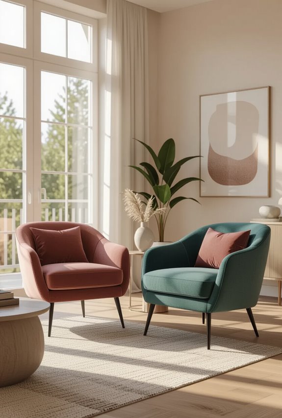 patterned accent chairs with ottomans