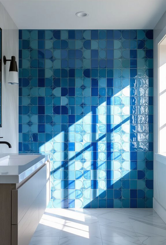patterned blue vertical tiles