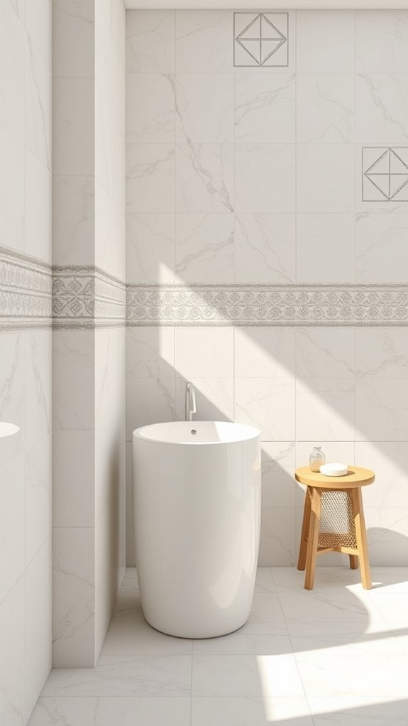 patterned borders enhance bathrooms