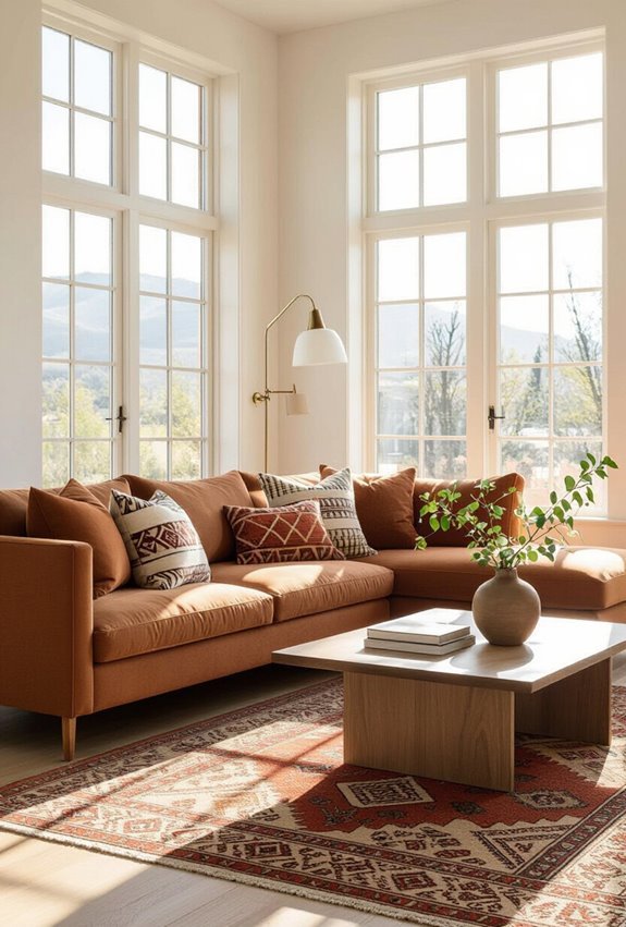 patterned cushions enrich brown