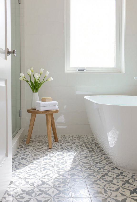 patterned encaustic pebble floor