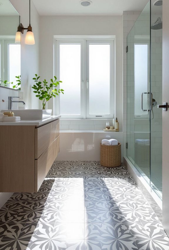 patterned moroccan geometric floor tiles