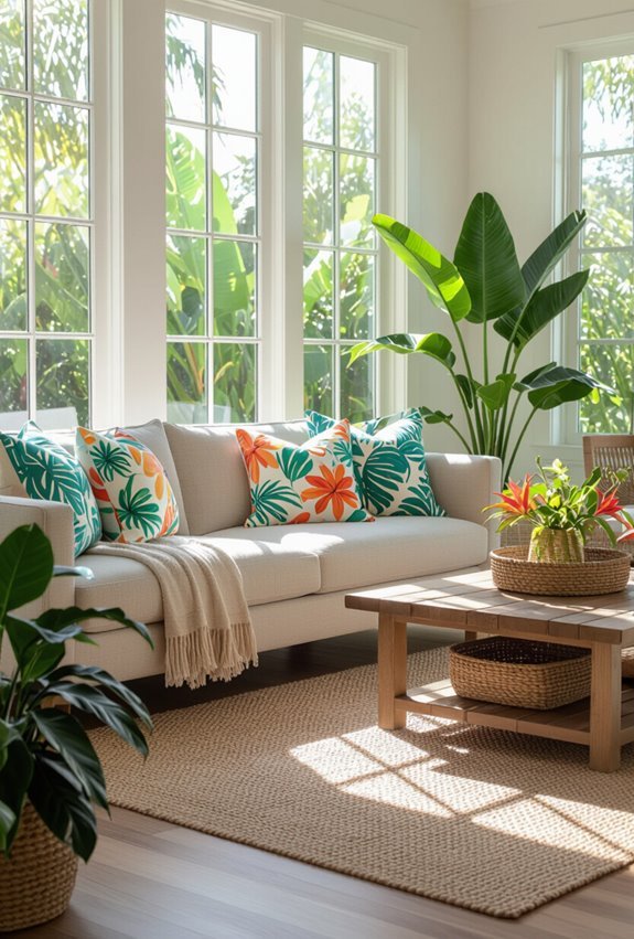 patterned pillows and rugs