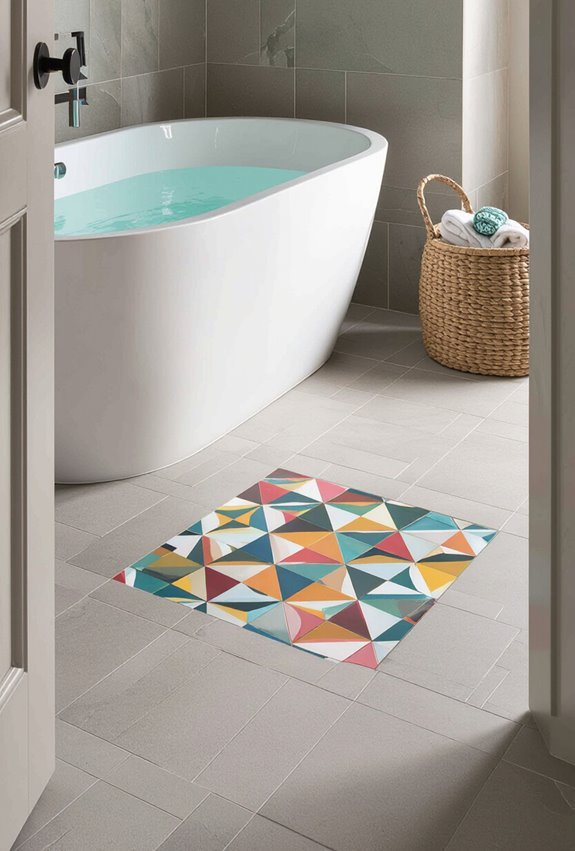 patterned tile anchors bathroom decor