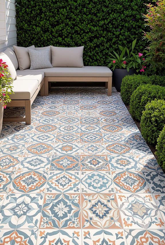 patterned tiles create pathways