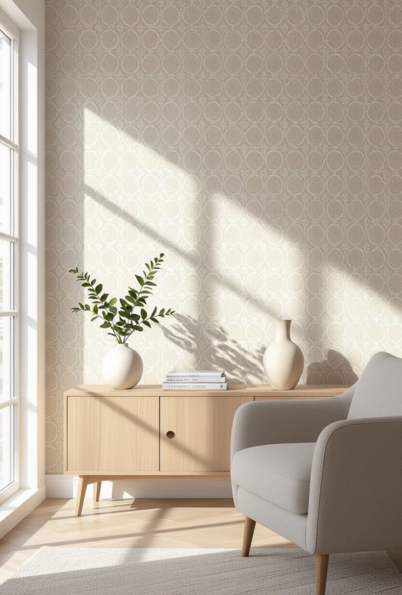 patterned wallpaper with trims