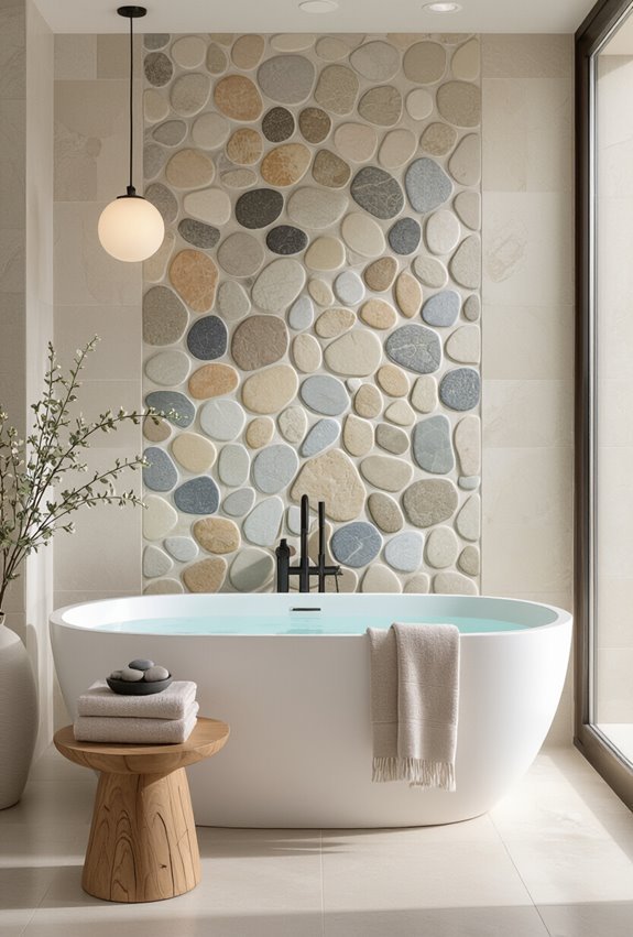 pebble river style spa tile