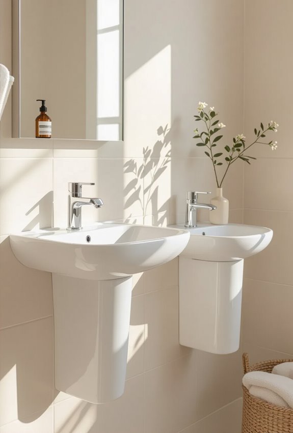 pedestal and wall mounted sinks