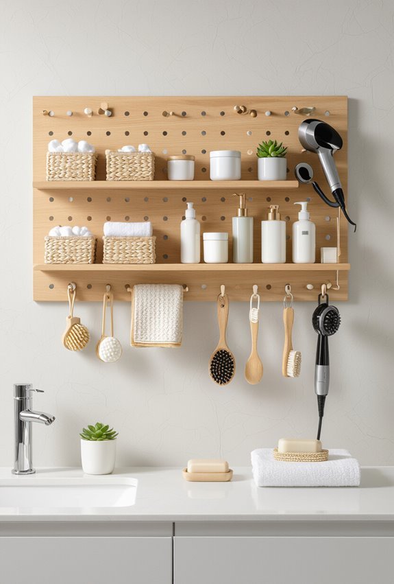 pegboard customizable bathroom storage