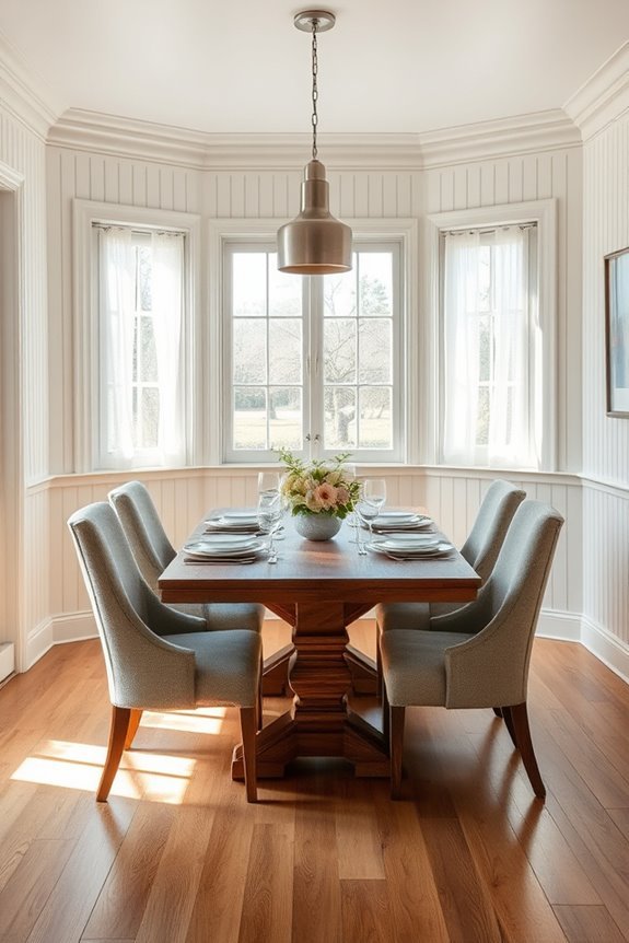 pendant lighting enhances beadboard