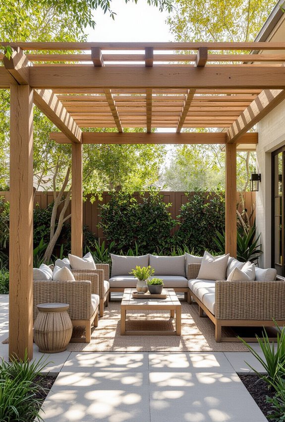 pergola adds vertical shaded ambiance