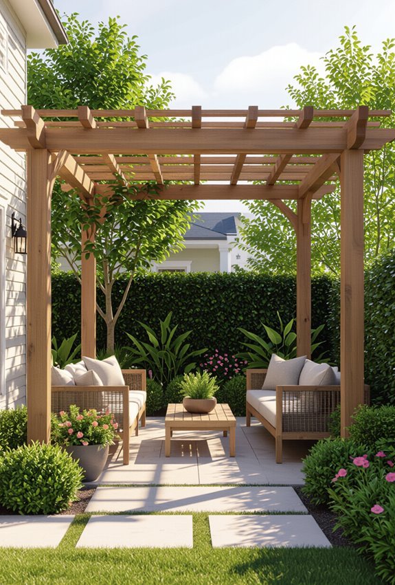 pergola defined cozy backyard retreat