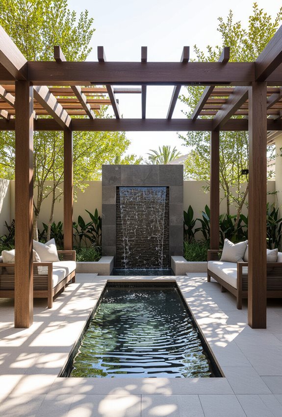pergola patio water features