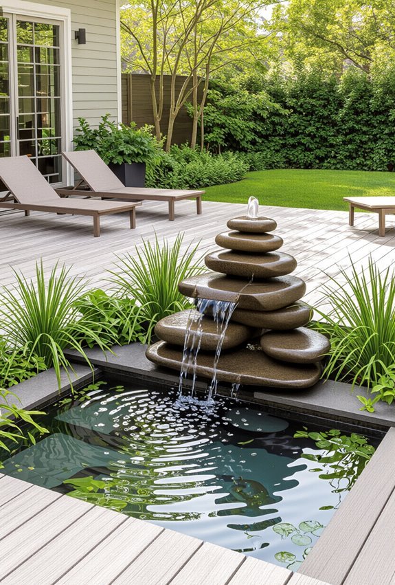 pergola with bubbling urns