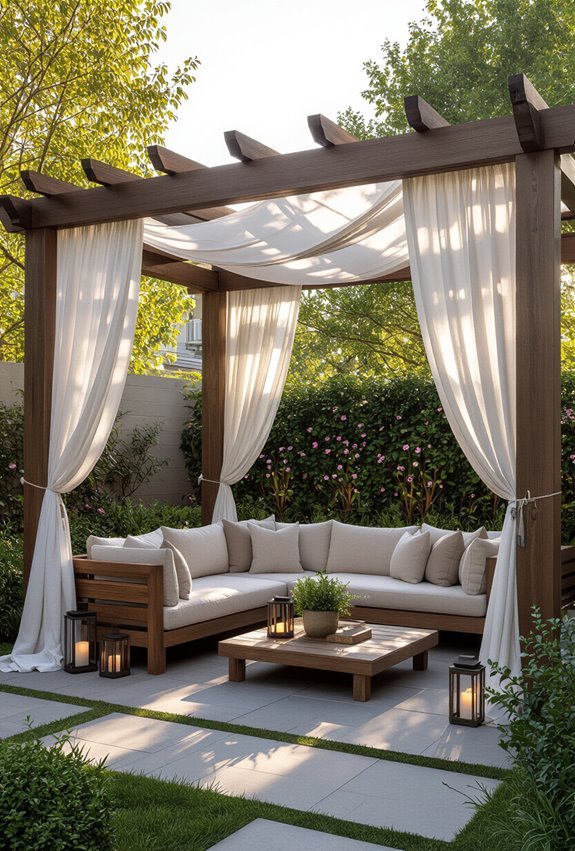 pergola with draped fabric
